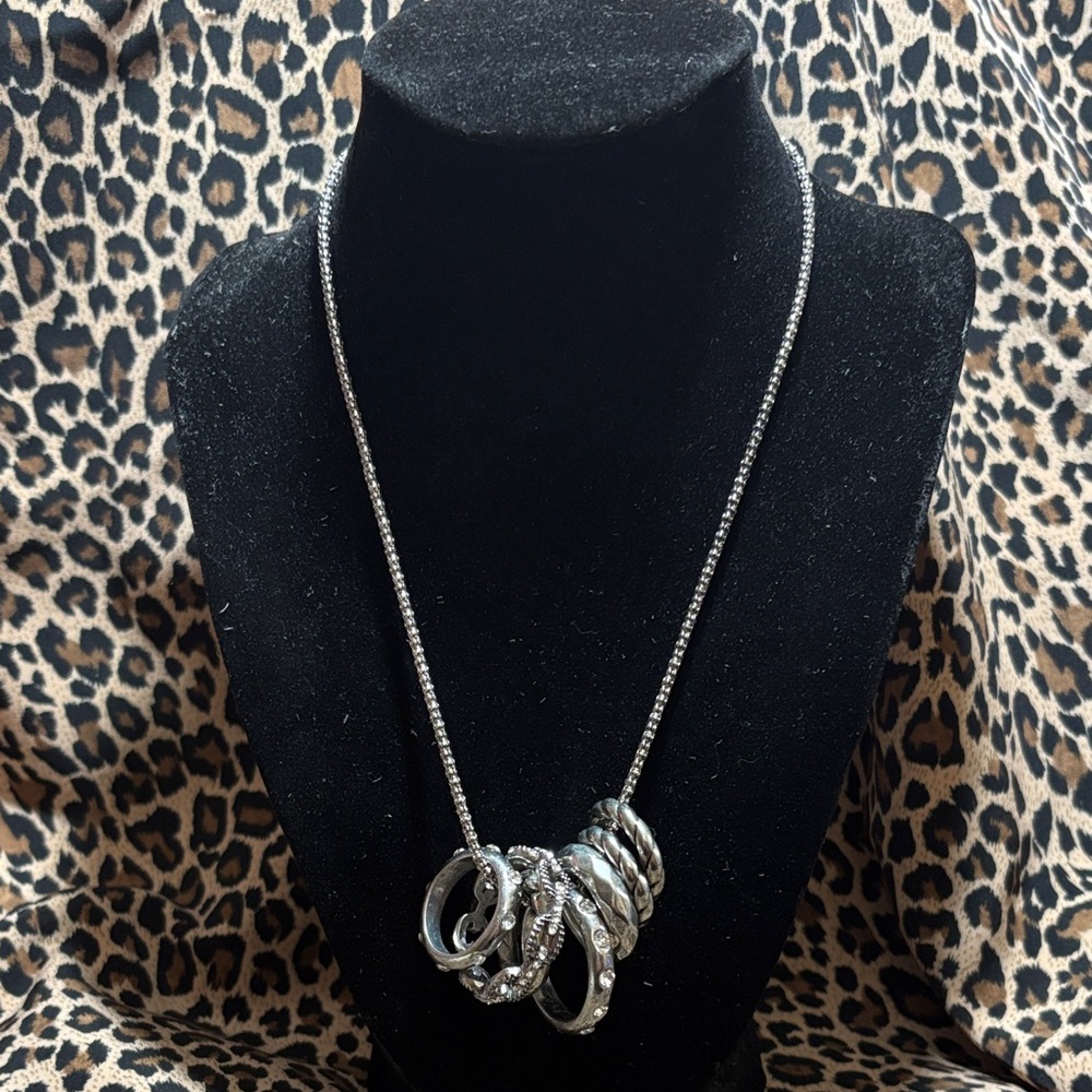 Chic Silver Necklace with Rings